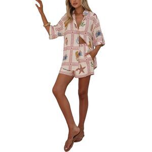 Amina Glam Womens  2Pc Shirt & Short Set
